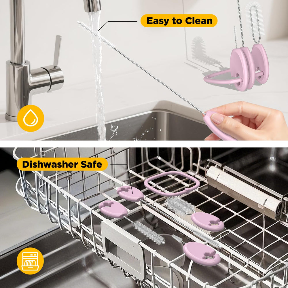 VOGOGE Baby Straw Brush Set pink finish suits busy families.