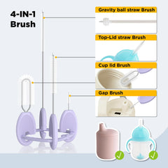 VOGOGE Soft nylon bristles protect baby cups while thorough scrubbing.
