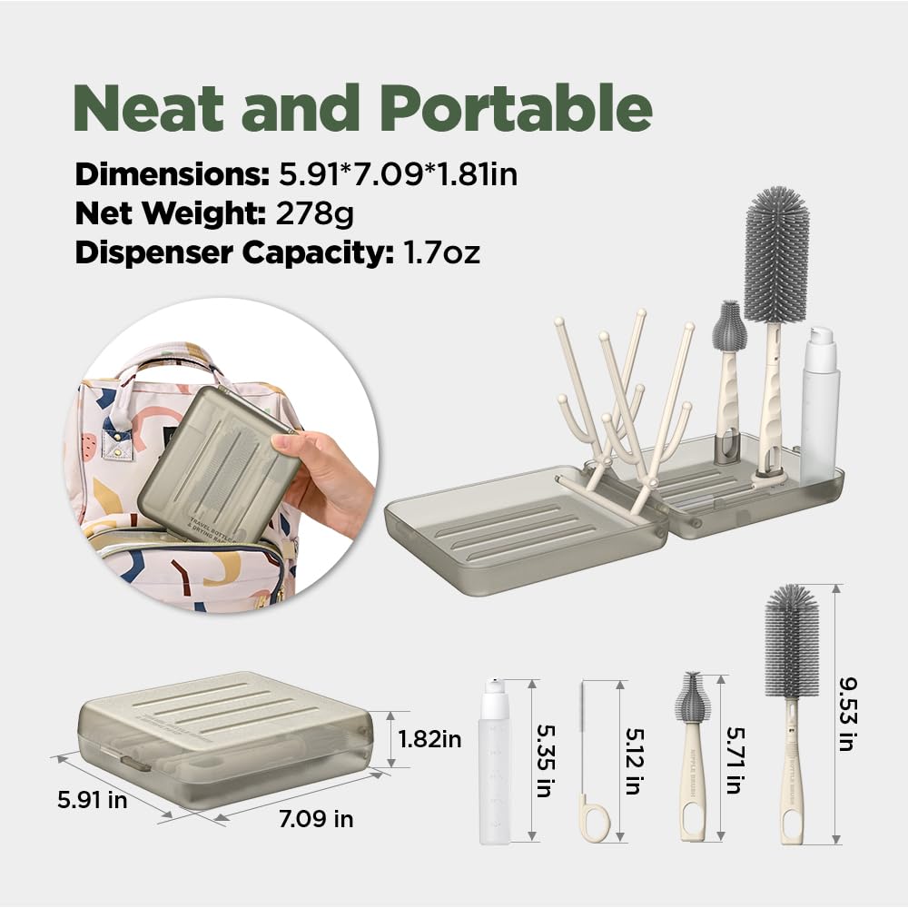 VOGOGE dishwasher-safe travel bottle cleaner kit; easy care after travel days.