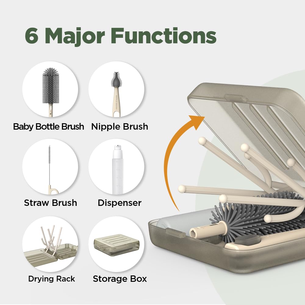 VOGOGE liquid silicone bottle brush shows durable, gentle cleaning for baby bottles.