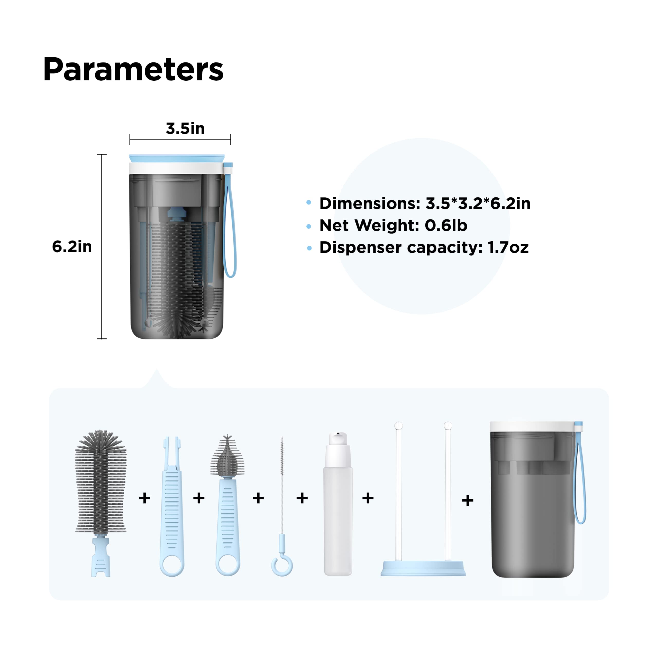 VOGOGE safe materials in blue highlight BPA-free silicone and food-grade ABS.