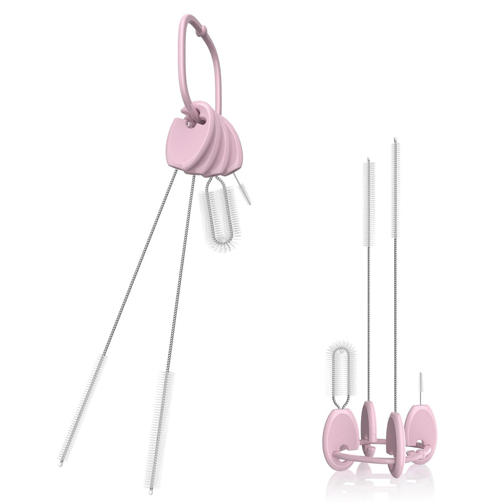 VOGOGE straw brush set with standable key ring pink for organized cleaning