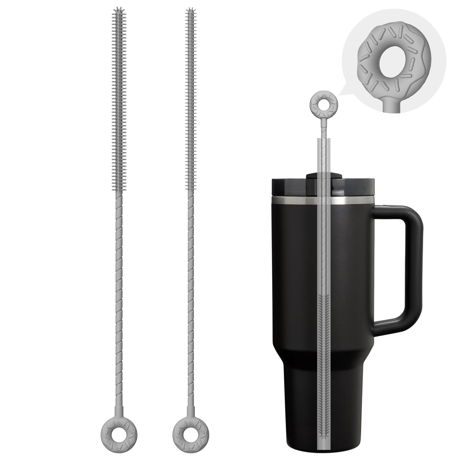 VOGOGE straw cleaner with dual-diameter bristles for 6mm and 9mm straws, thorough cleaning.