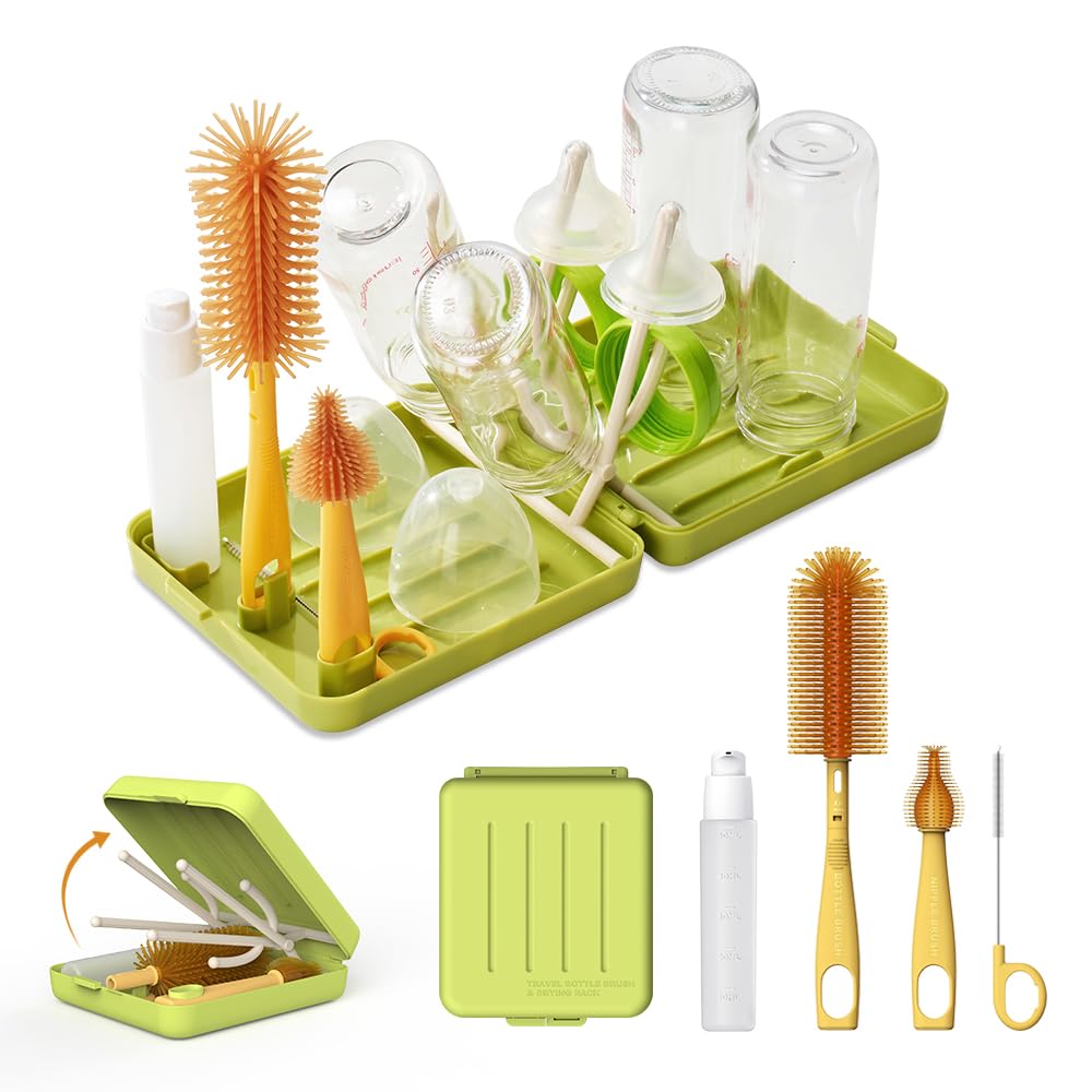VOGOGE travel bottle brush kit opens case for easy on-the-go cleaning