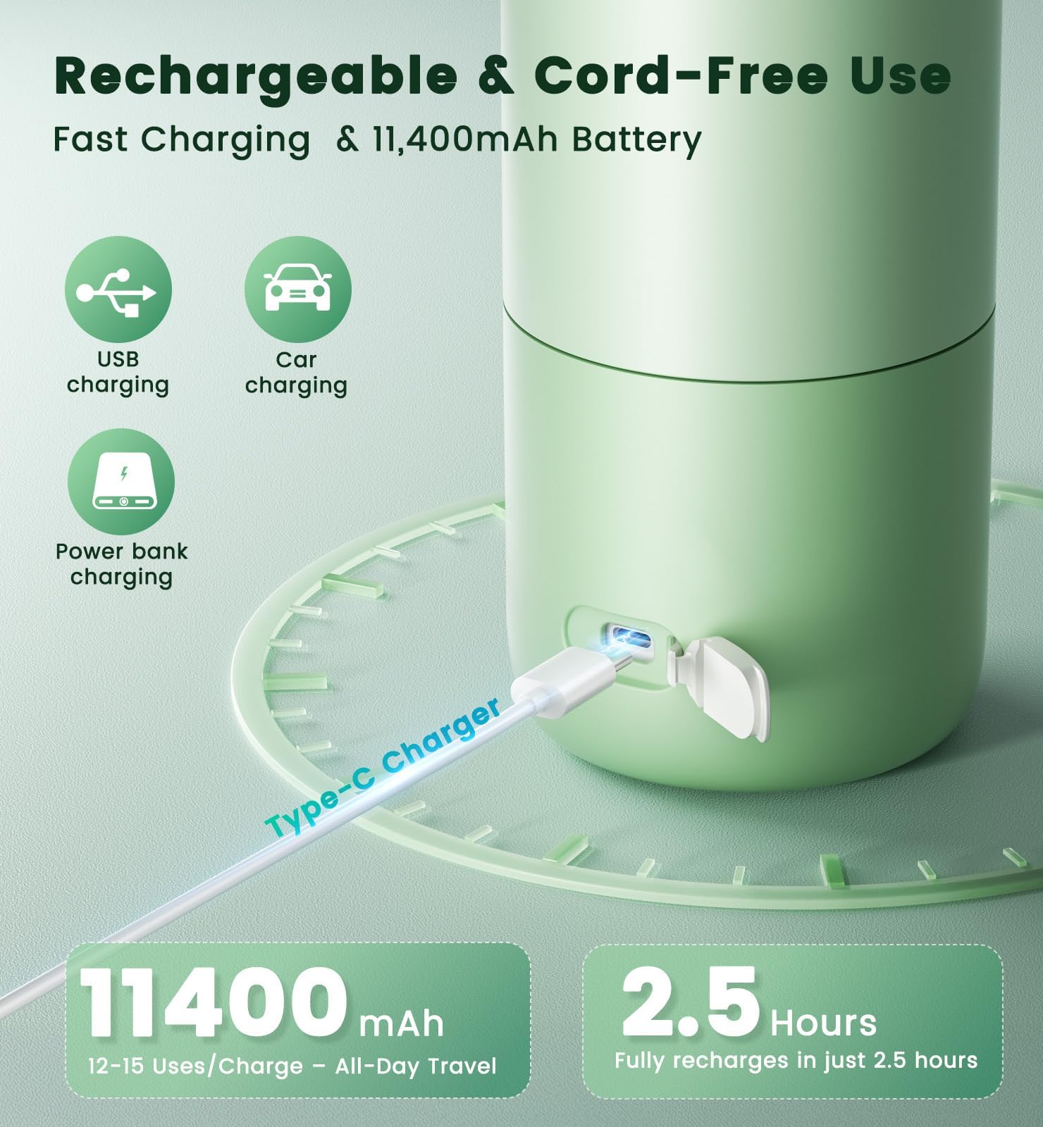 Voice-tank 11400mAh rechargeable battery enables cordless warmth