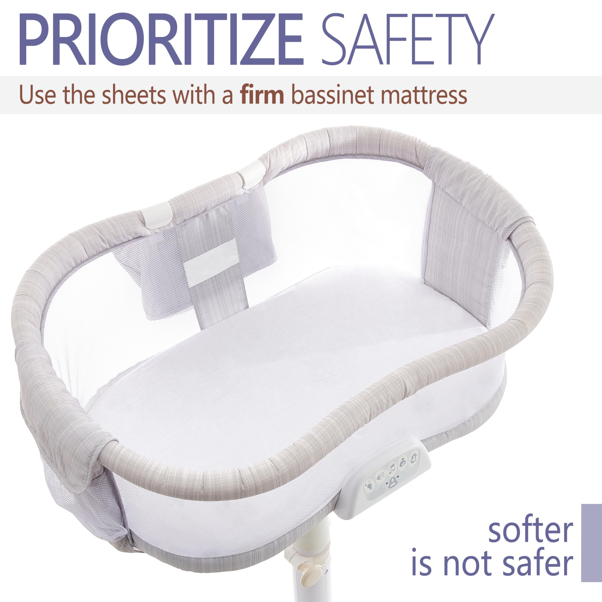 VOLHA & CO bassinet fitted sheet in solid white for a clean nursery look