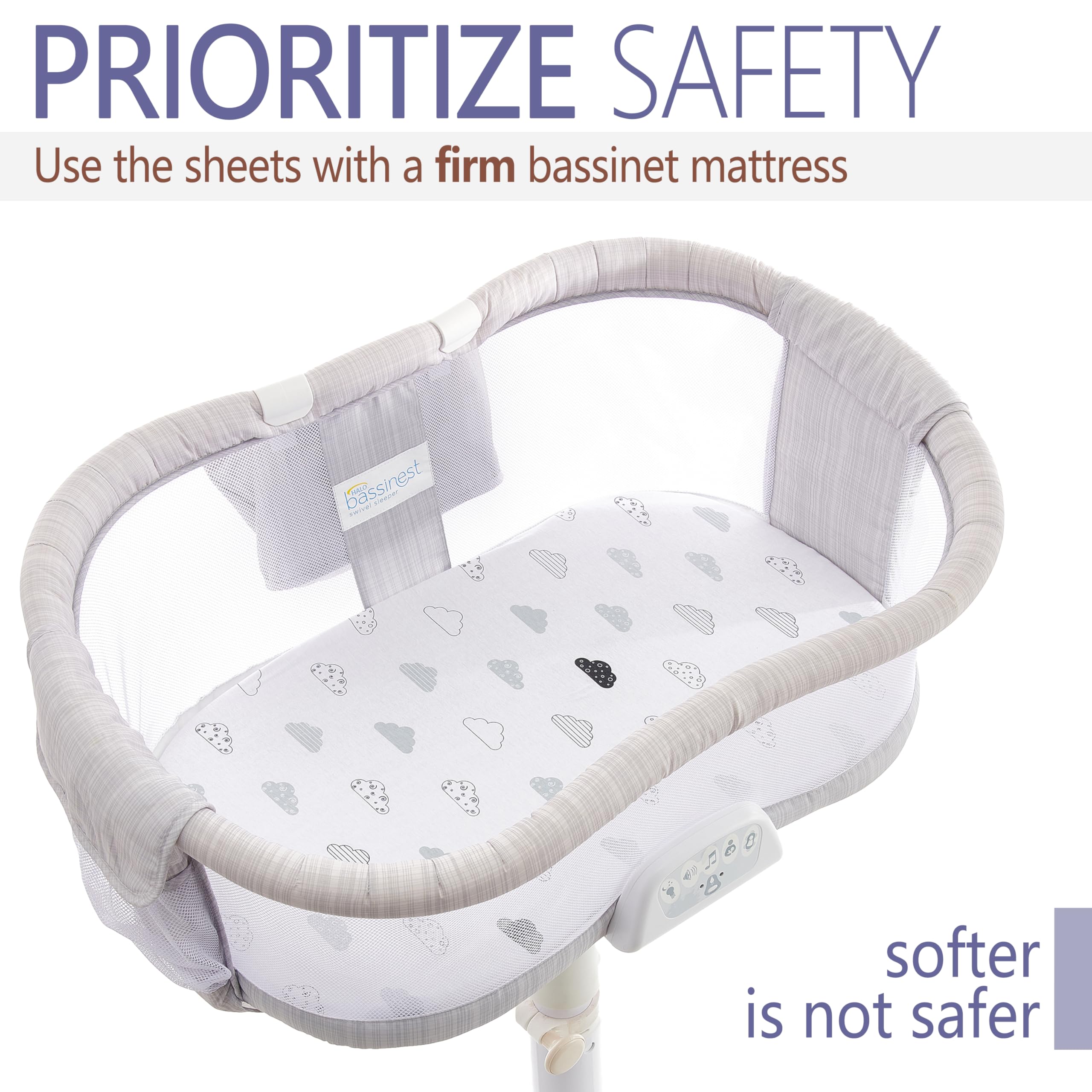 VOLHA & CO 32in-16in-5in dimensions, precise fit for Halo Bassinest Swivel Sleeper.