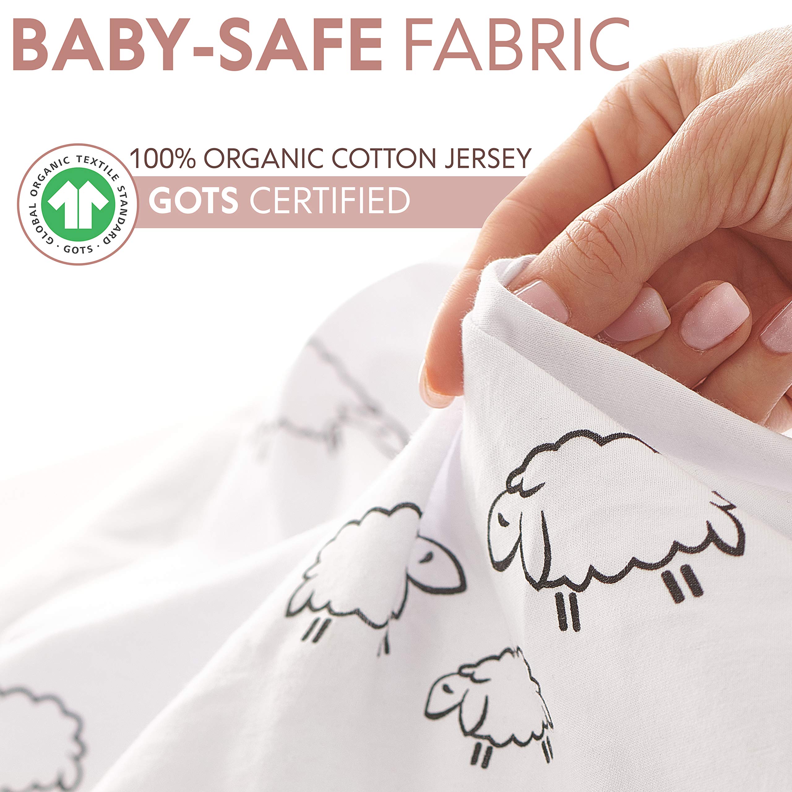 VOLHA & CO oval-fit sheet close-up, gentle touch for baby comfort.