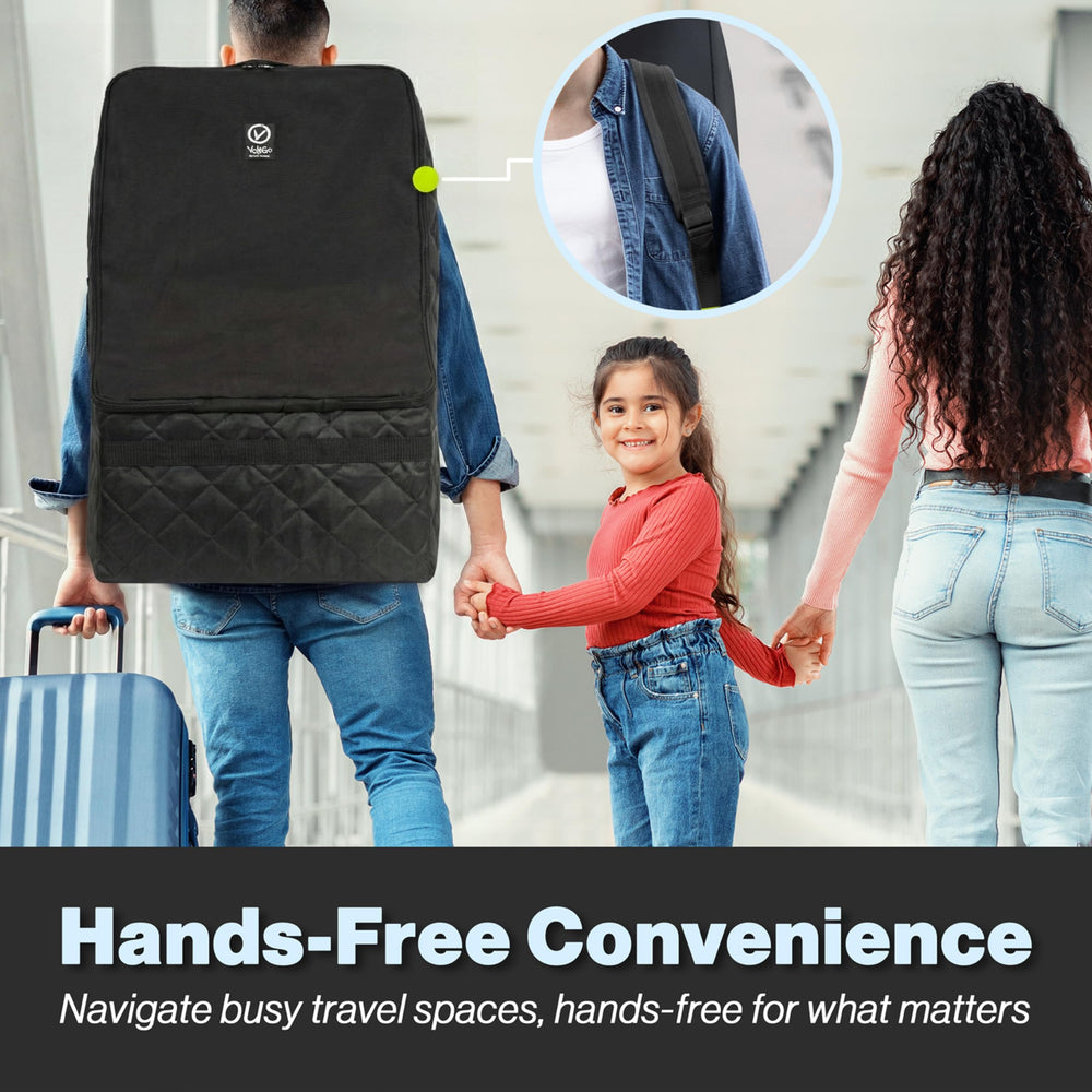 V VOLKGO car seat travel bag with padded shoulder strap offers comfortable carry through terminals.