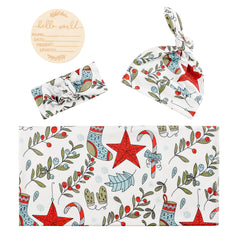 Vollmic stretchy knit swaddle blanket demonstrated for easy, secure wrapping