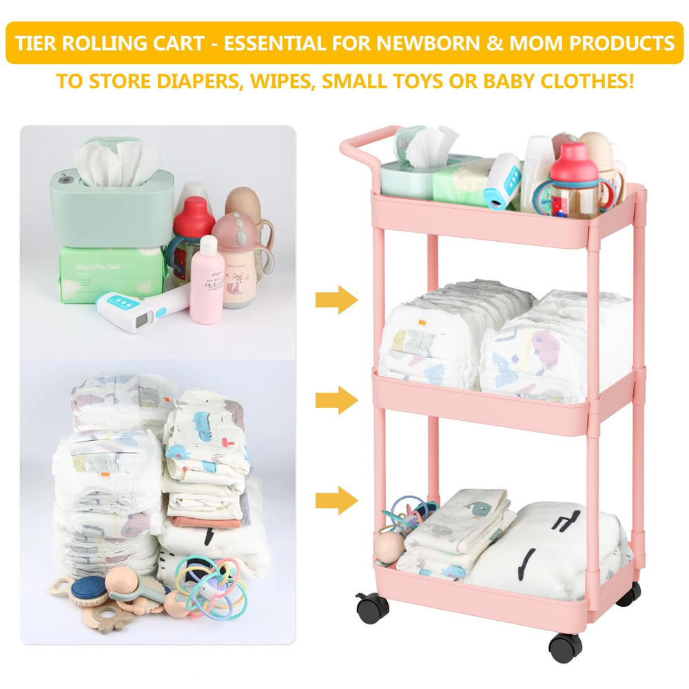 Volnamal diaper cart with 360 degree wheels enables easy mobility