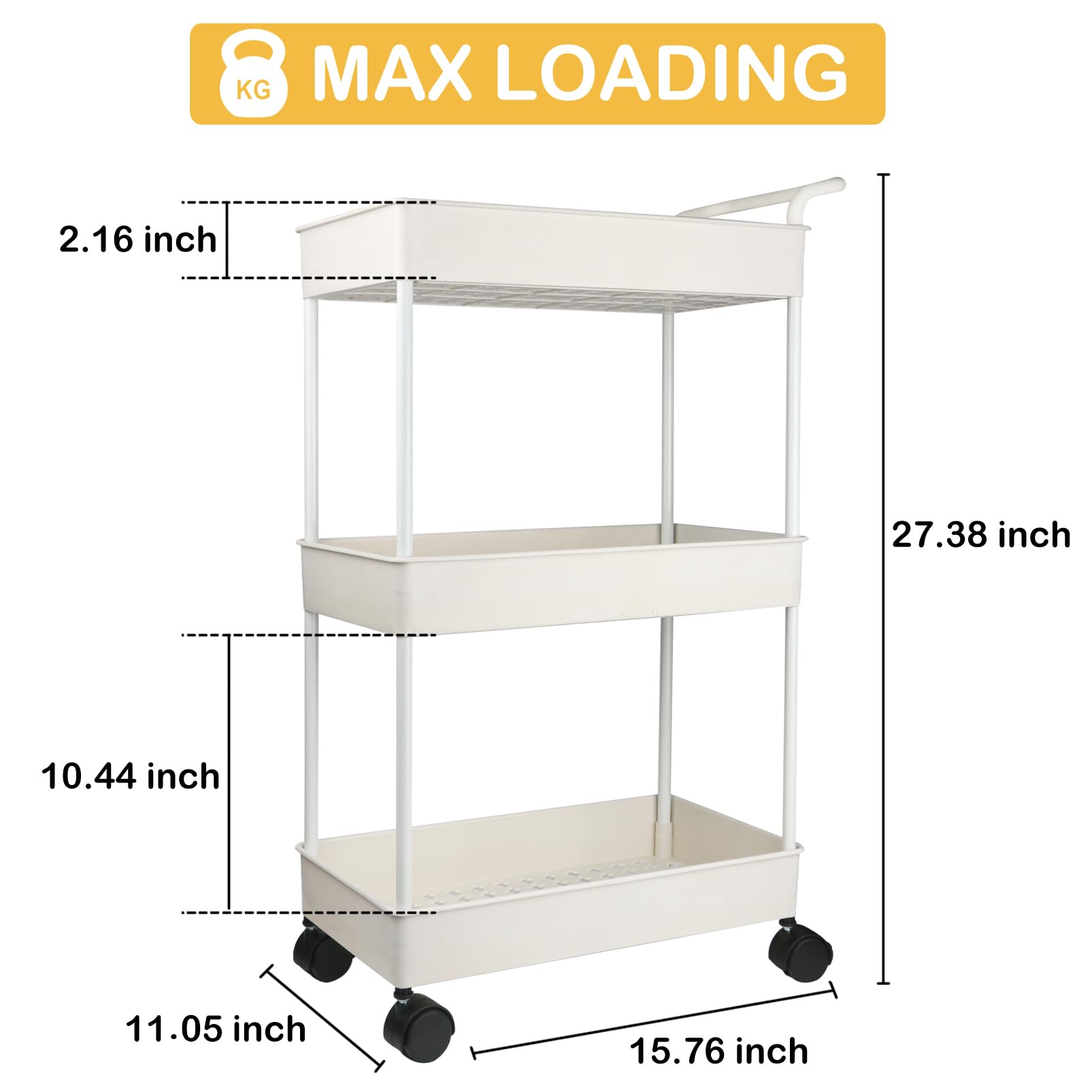 Volnamal diaper caddy wheels enable smooth movement around the nursery.