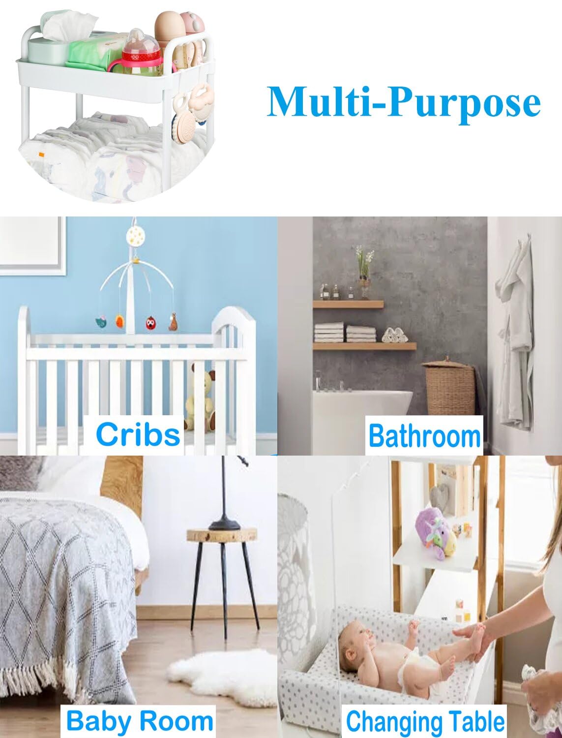 Volnamal diaper caddy showing large capacity with diapers and wipes.