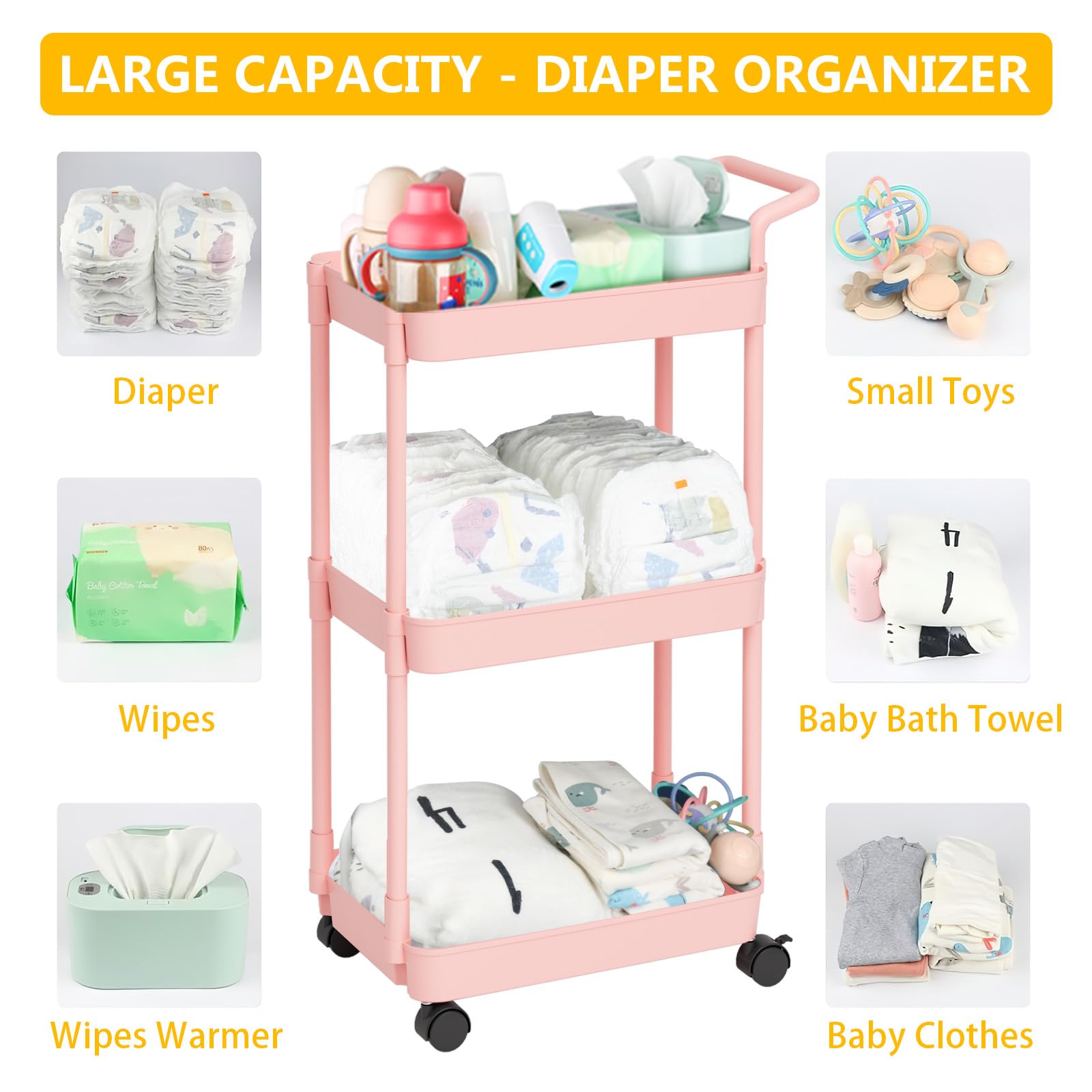 Volnamal diaper caddy large storage capacity for diapers and clothes