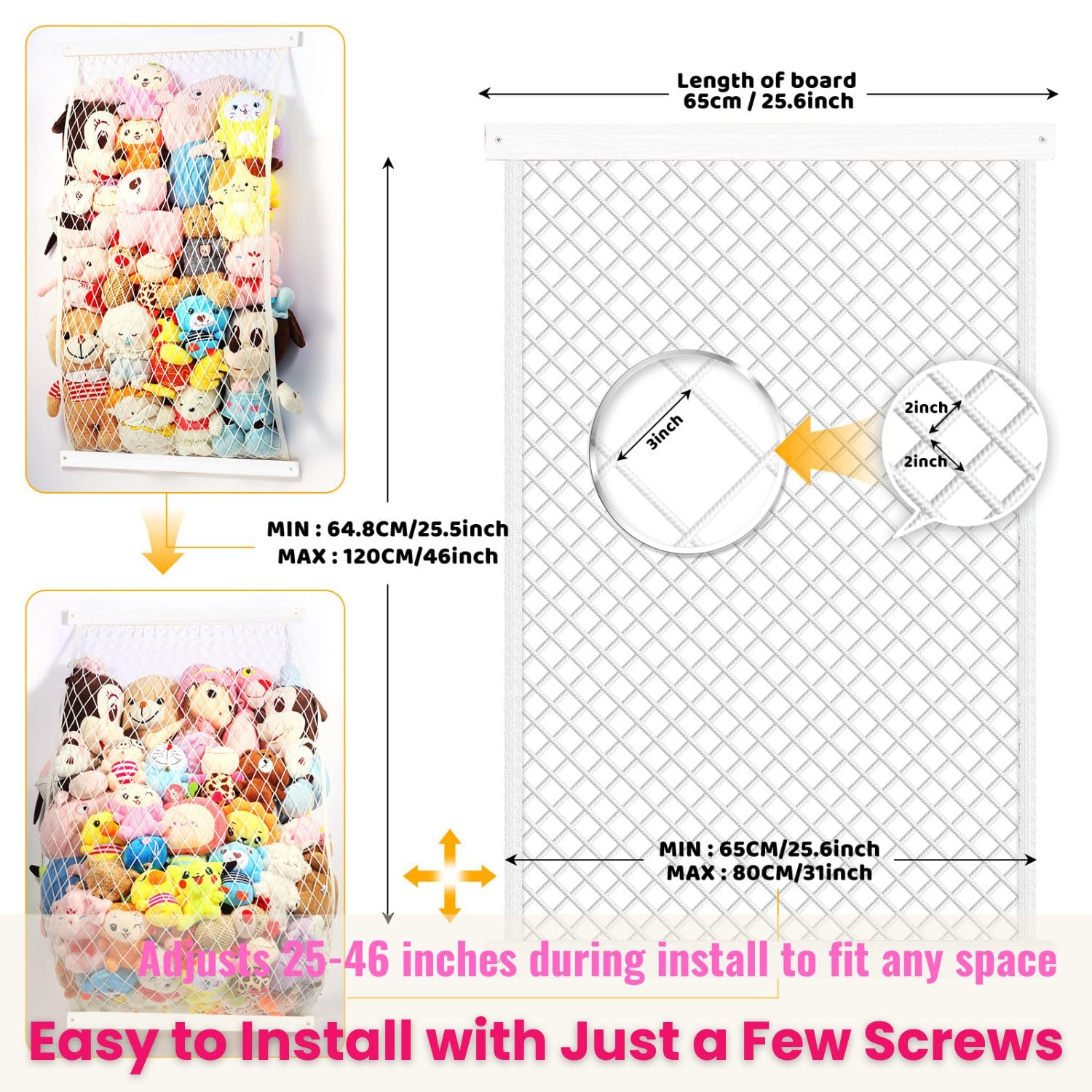VOMELON nursery-ready plush toy net helps keep favorites within reach.