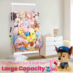 VOMELON space-saving-toy-net corner keeps nursery clutter-free and decorative.