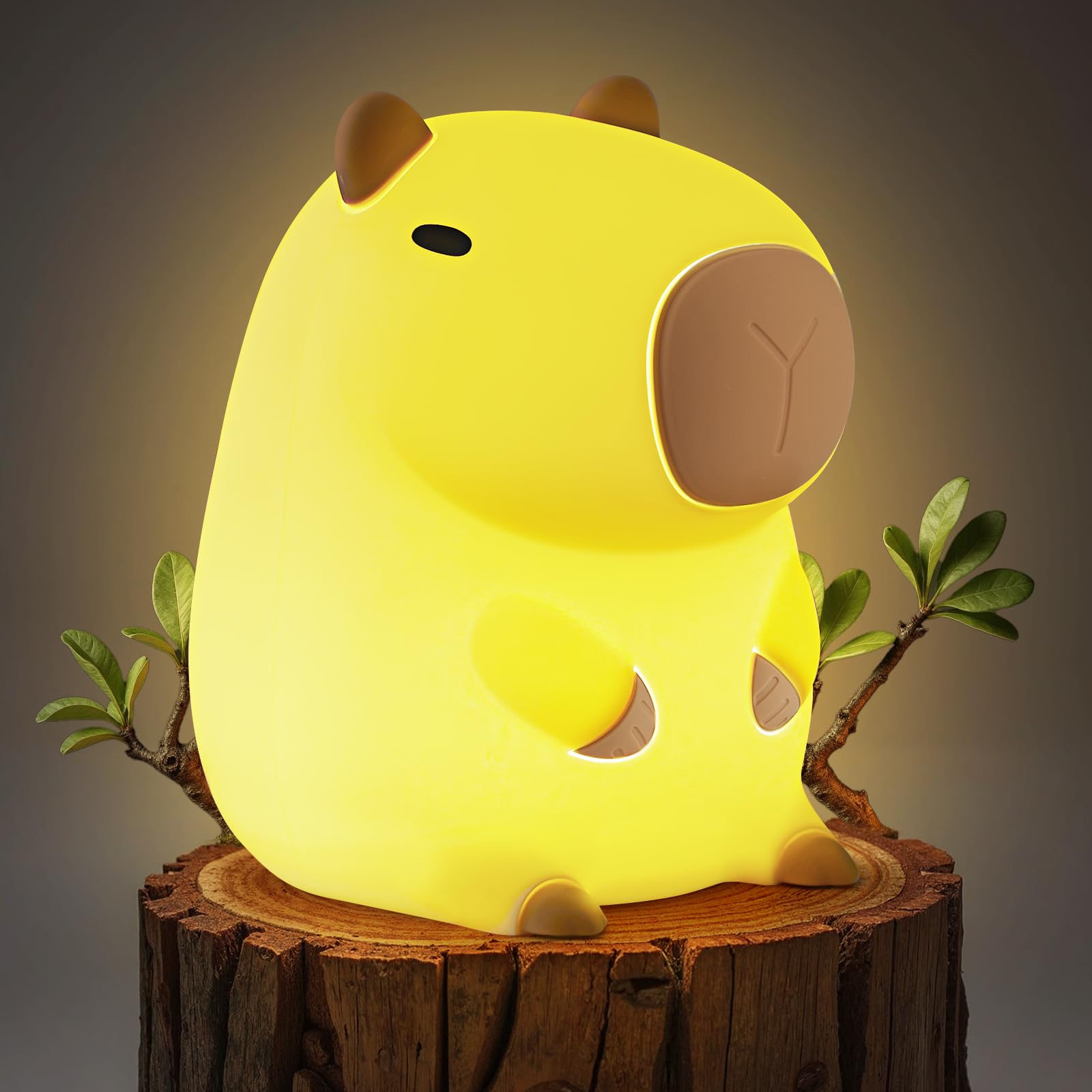 VoMii Capybara Night Light close-up silicone surface, kid-safe and soft for bedtime.