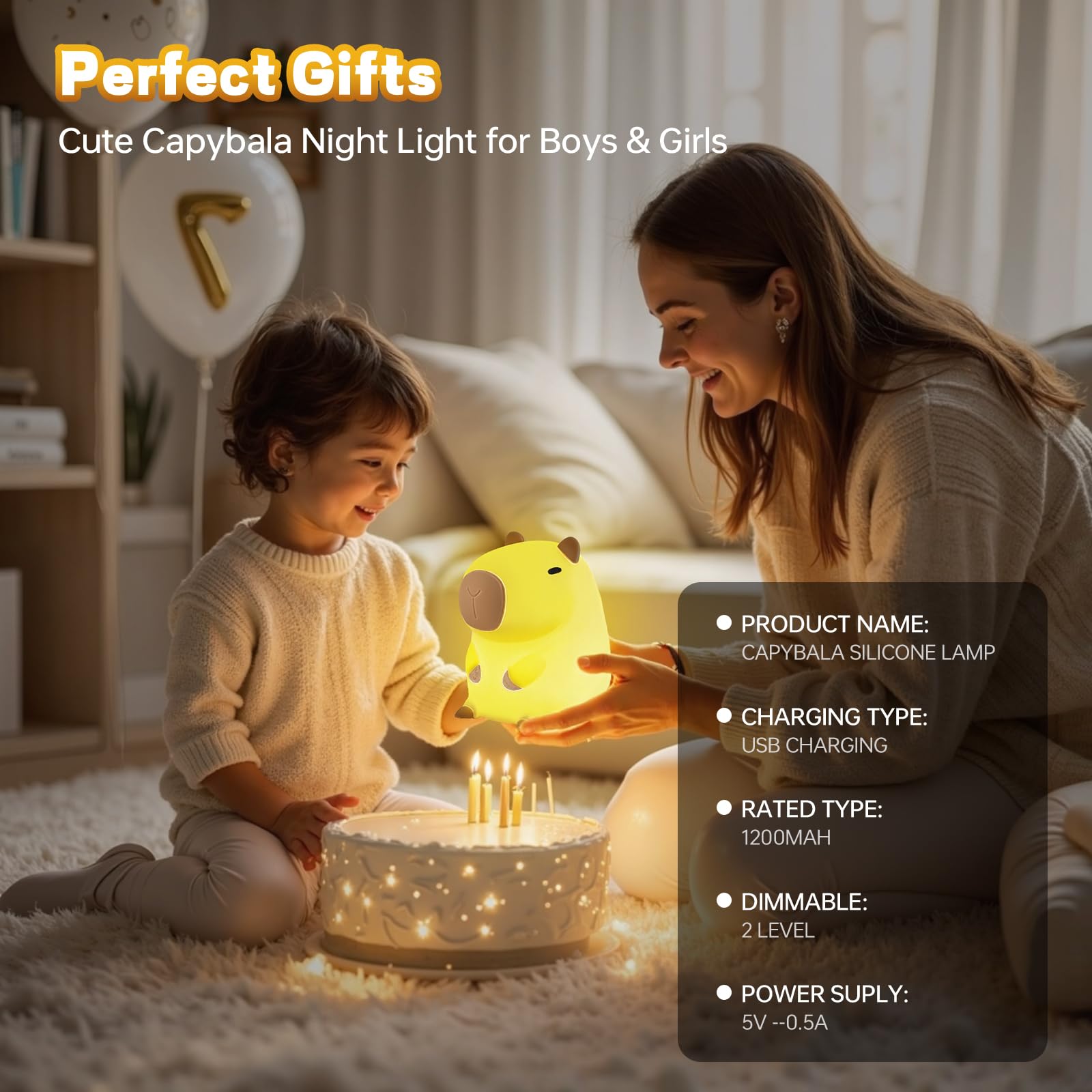 VoMii Capybara Night Light portable cordless unit, great for travel.