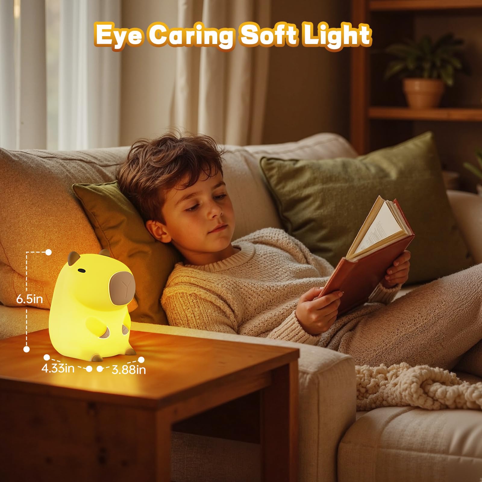 VoMii Capybara Night Light rechargeable battery, cordless night companion.