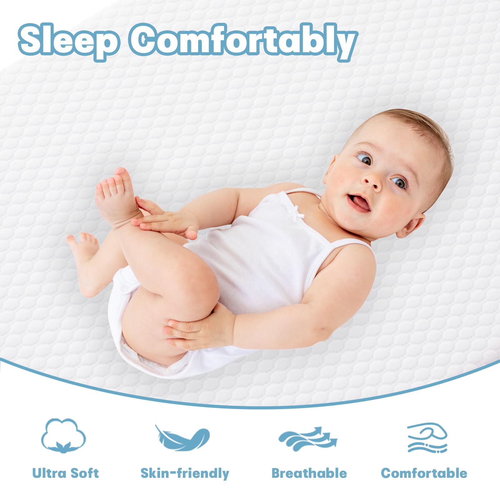 Vomiliku mini crib mattress high-density foam for firm spinal support