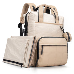 VONAL Khiki diaper bag showing full capacity for baby essentials during travel