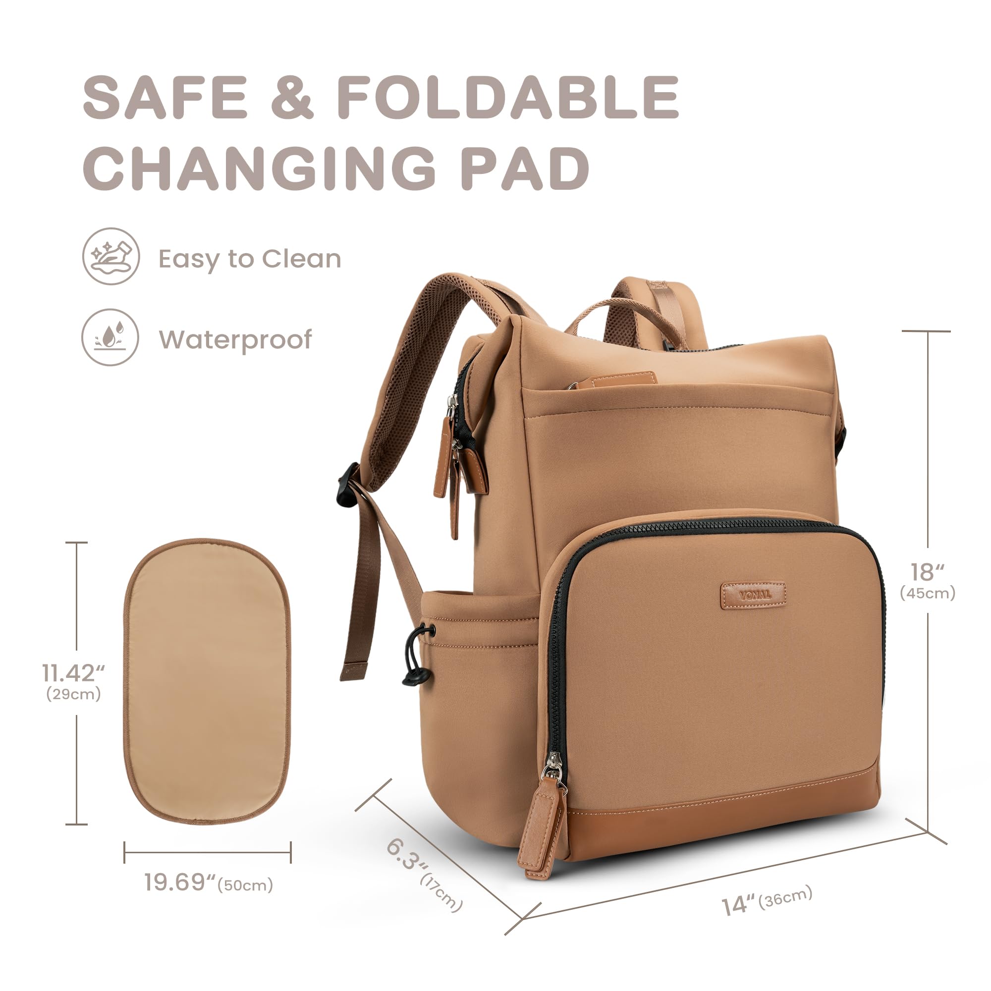 VONAL versatile travel diaper backpack for busy parents