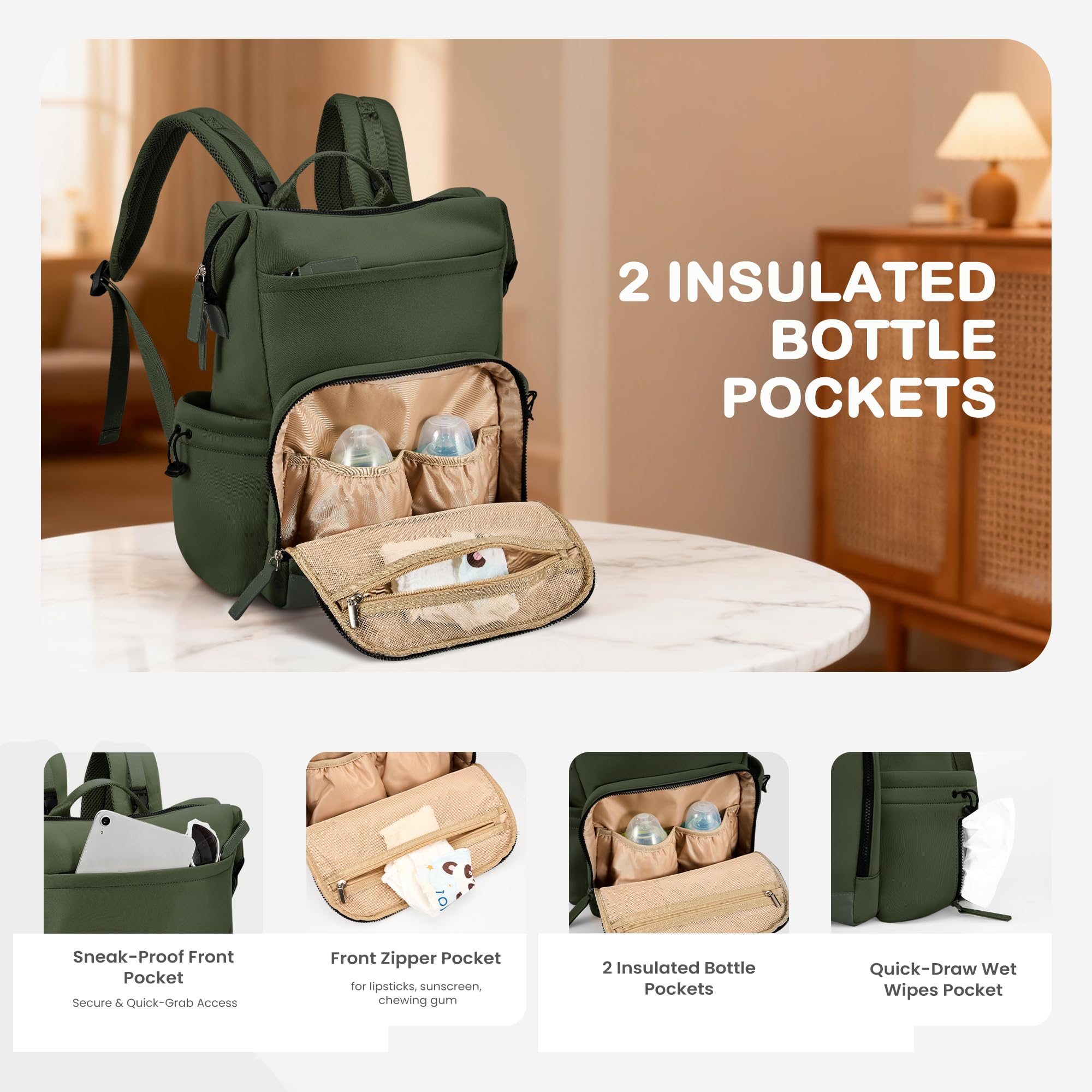 VONAL neoprene diaper bag backpack changing pad included for hygienic diaper changes on the move