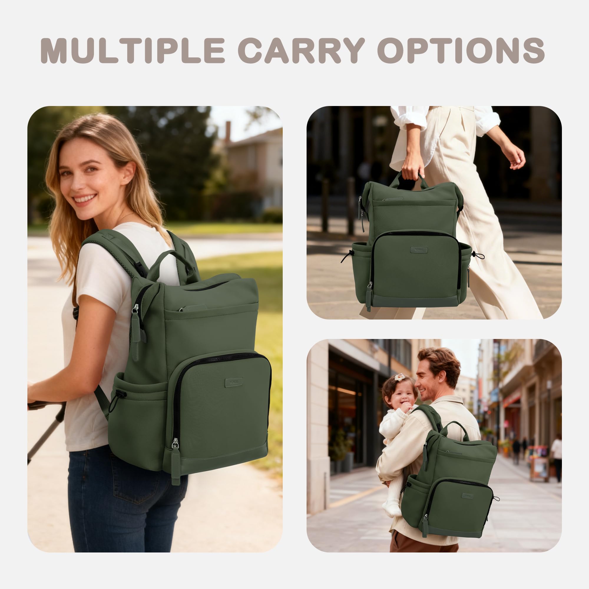 VONAL neoprene diaper bag backpack insulated bottle pocket keeps bottles ready during outings