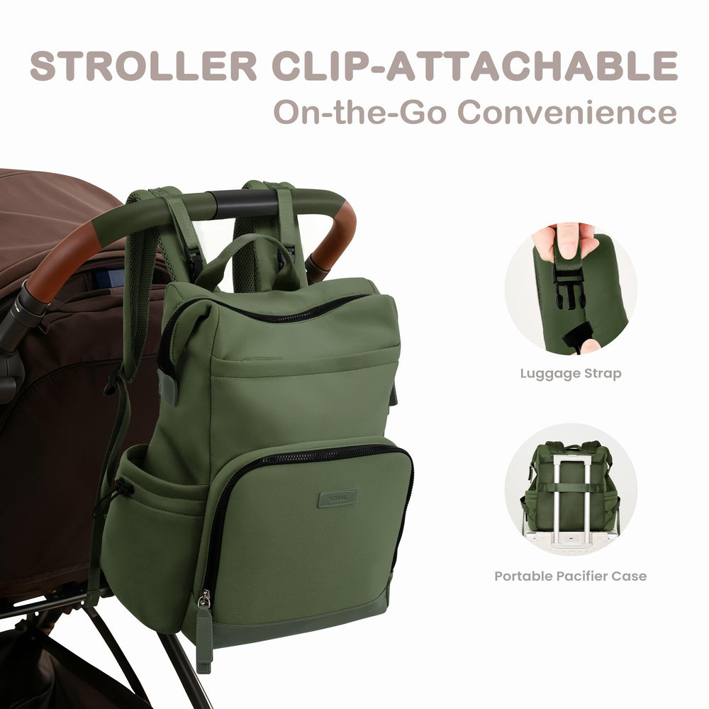 VONAL neoprene diaper bag backpack lightweight shoulder straps reduce strain on long days