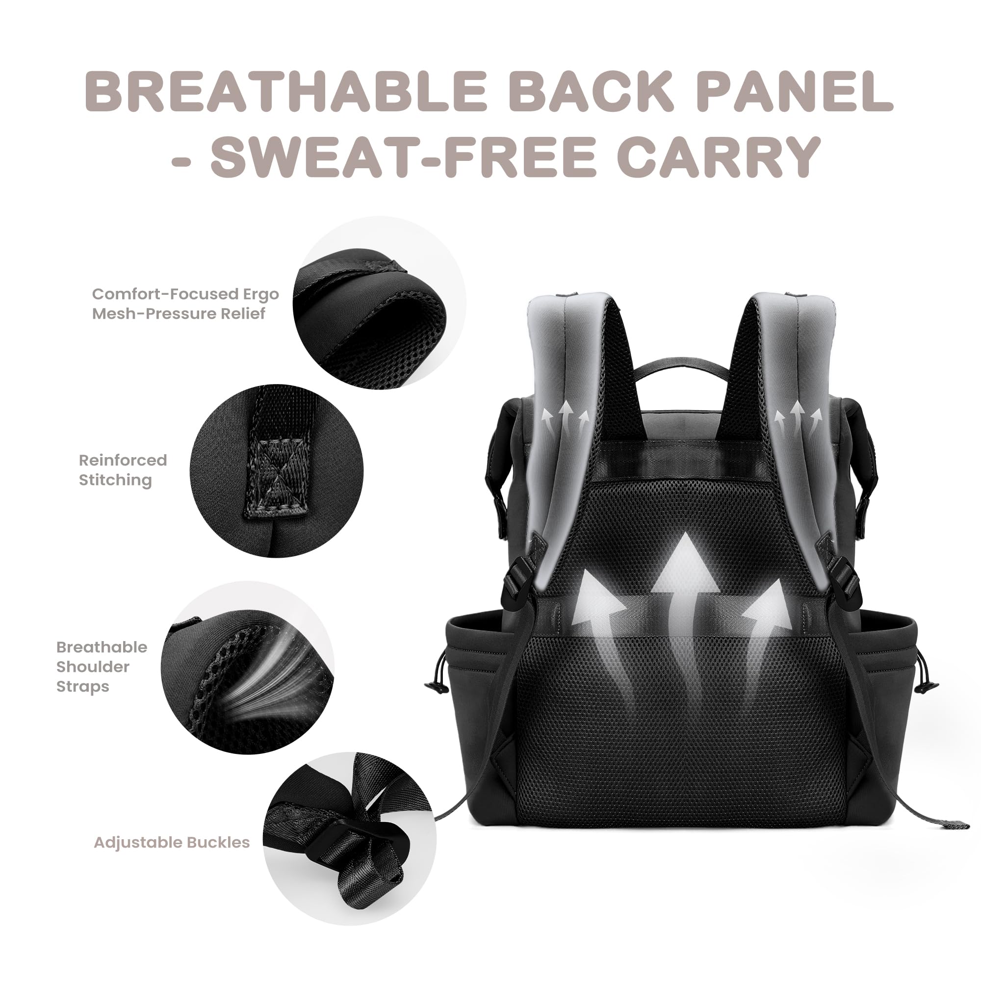 VONAL neoprene diaper bag backpack lightweight-strap emphasizes comfortable all-day wear.