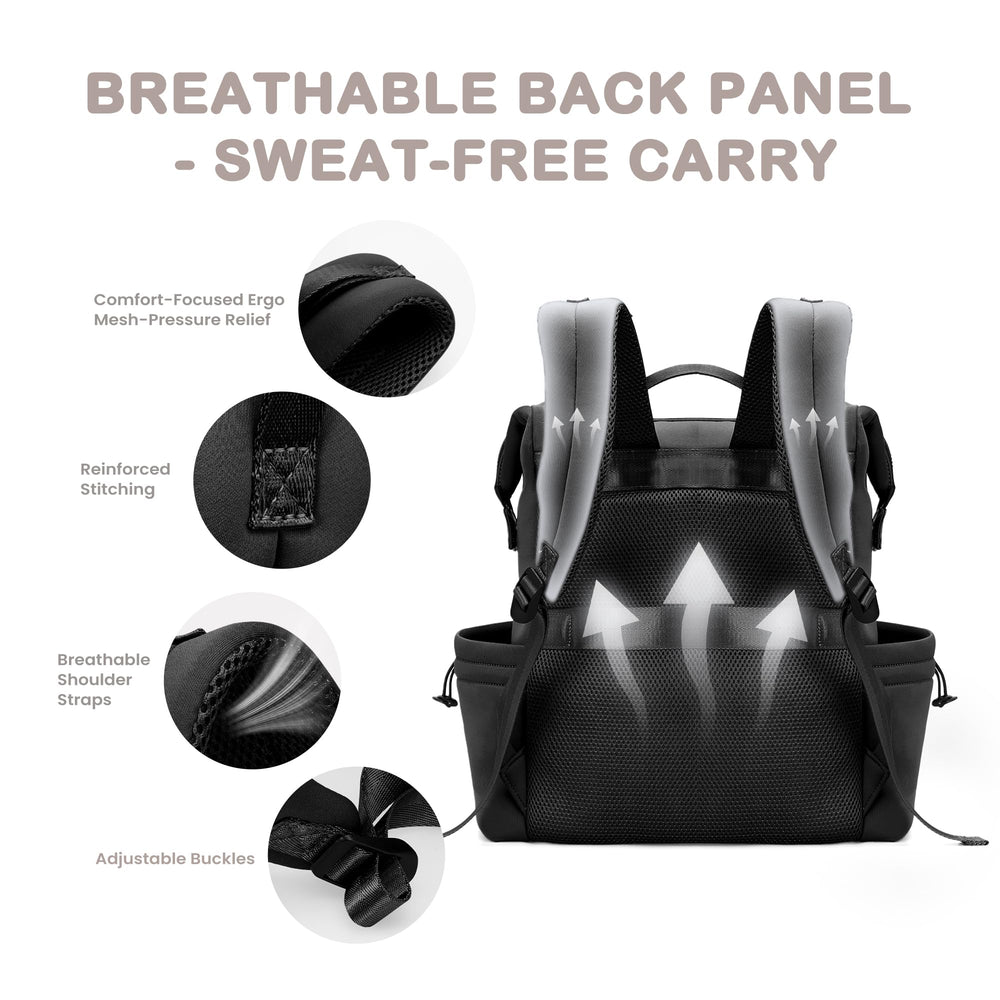 VONAL neoprene diaper bag backpack lightweight-strap emphasizes comfortable all-day wear.