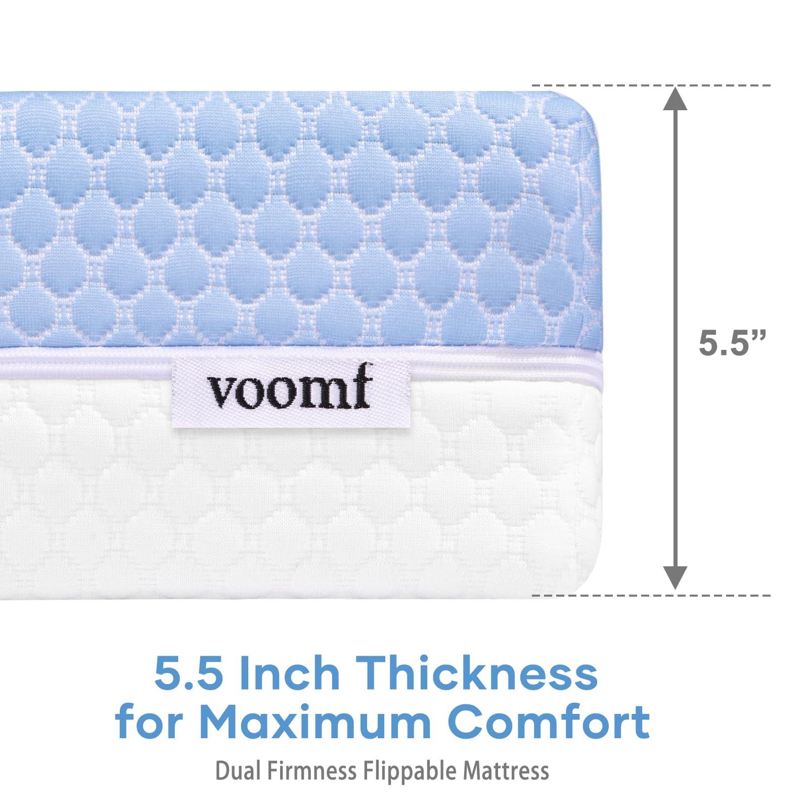 voomf gel-infused memory foam side provides plush, refreshing support for active toddlers