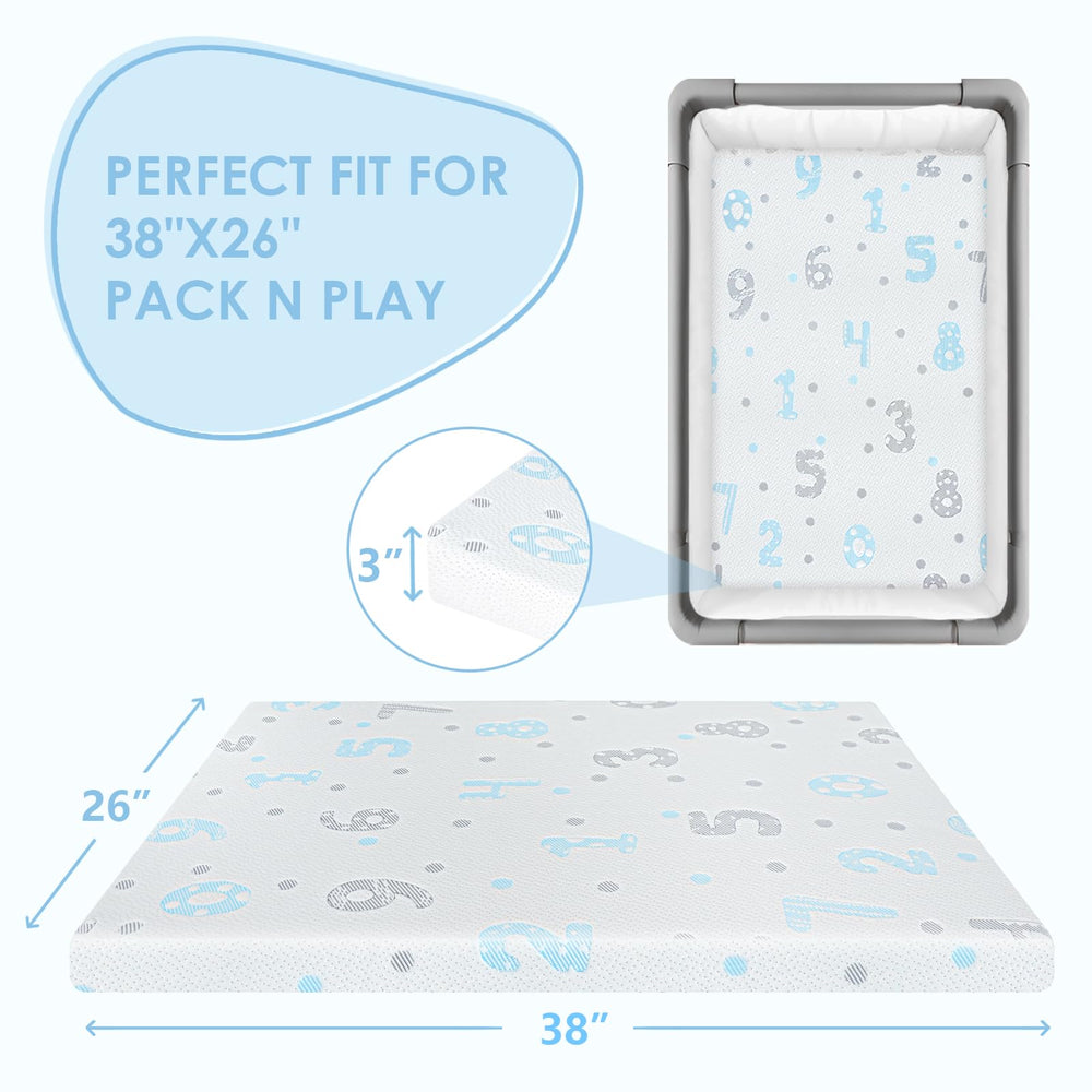 voomf pack-n-play dual-sided memory foam shows versatile support for infants and toddlers