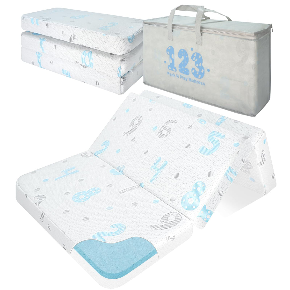 voomf Pack N Play mattress front view in 38x26 size for standard playpens