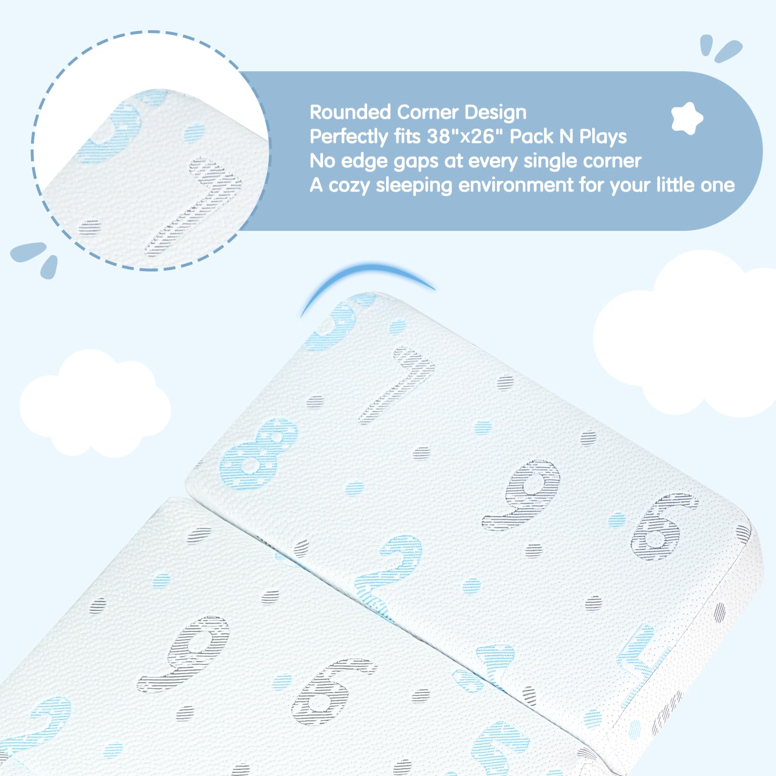 voomf Pack N Play mattress dual-sided toddler-soft surface for comfort