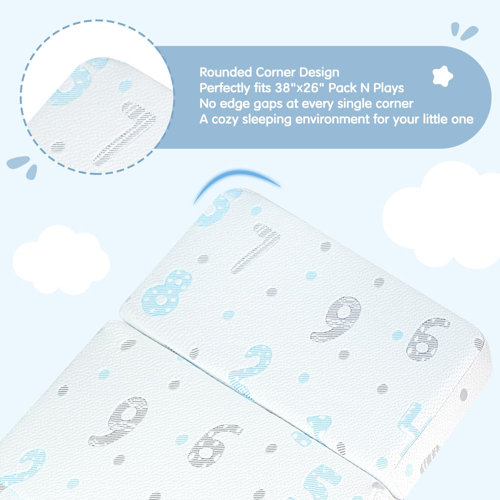 voomf Pack N Play mattress dual-sided toddler-soft surface for comfort
