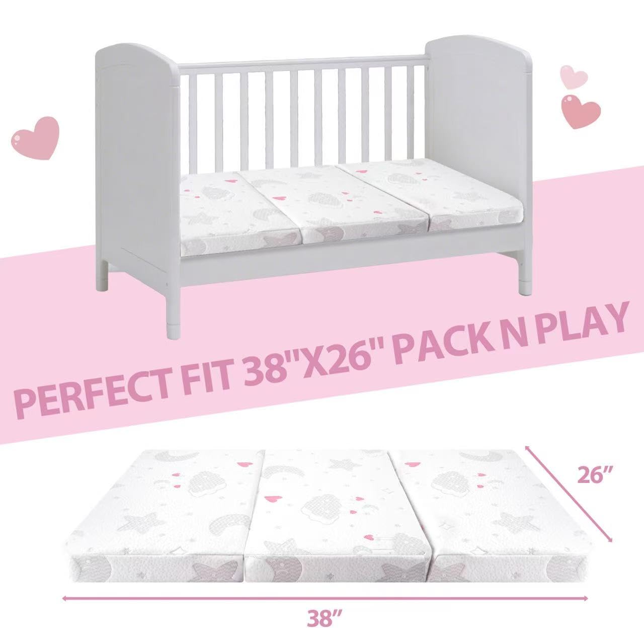voomf Pack and Play memory foam core delivers even support for growing babies