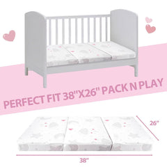 voomf Pack and Play memory foam core delivers even support for growing babies