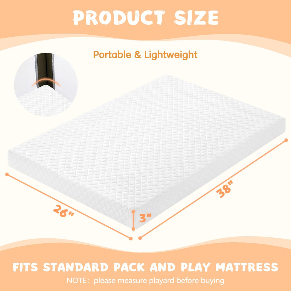 voomf pack n play mattress pad non-slip bottom ensures stable play and sleep.