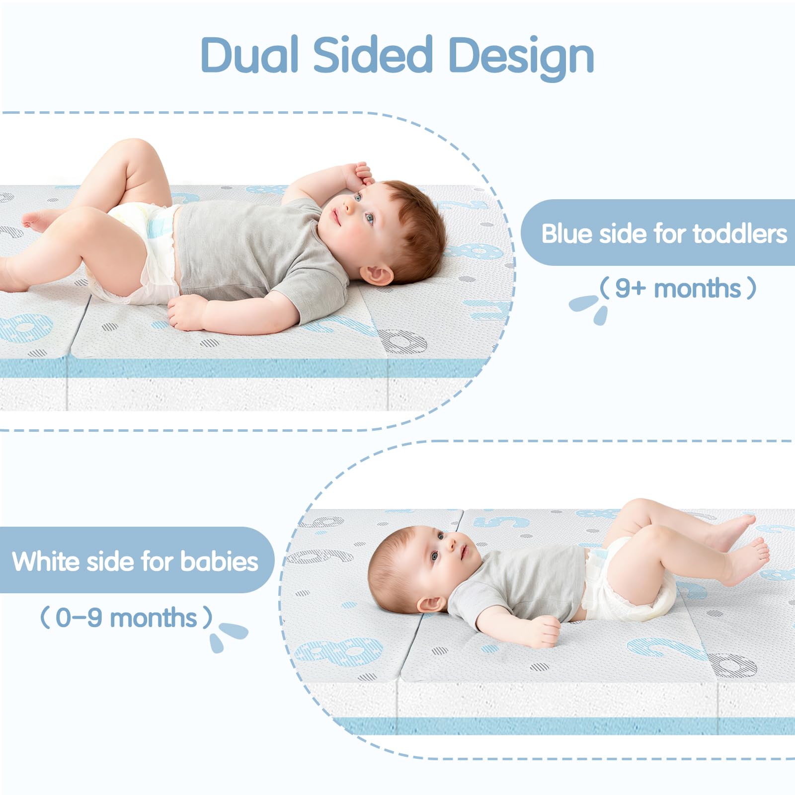 voomf Pack N Play mattress washable cover closeup showing easy cleaning