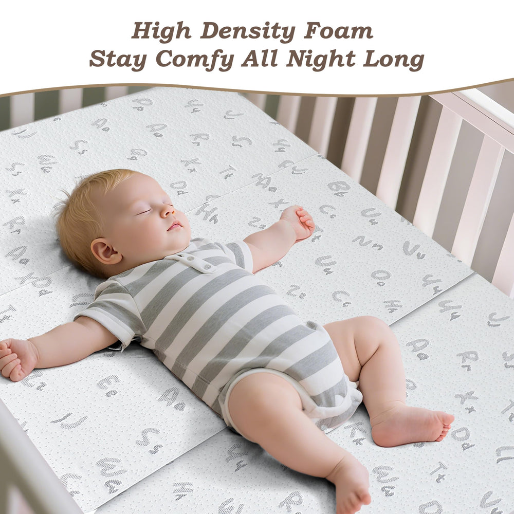 voomf rounded-edge design on mattress ensures safer play space.