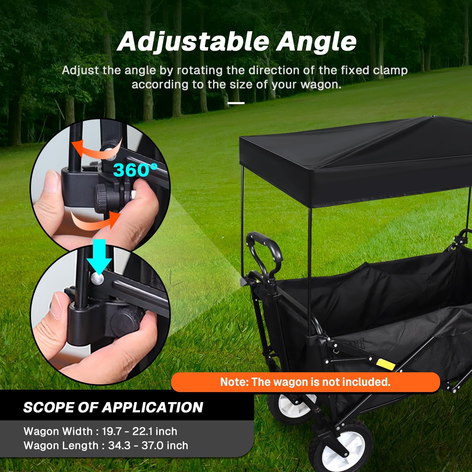 VOONKE wagon canopy cover adjustable clamps demonstrate flexible fit