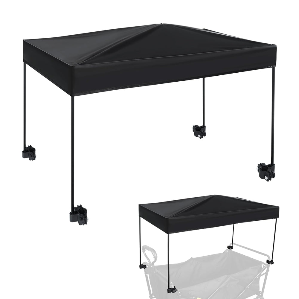 VOONKE wagon canopy fabric close-up highlights UV protection for sunny garden outings.