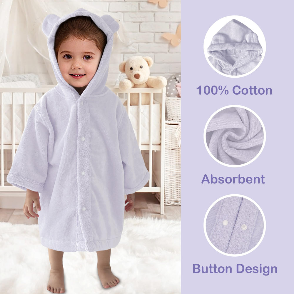 VOOVA & MOVAS 100% cotton towel in purple supports gentle skin during bathtime.