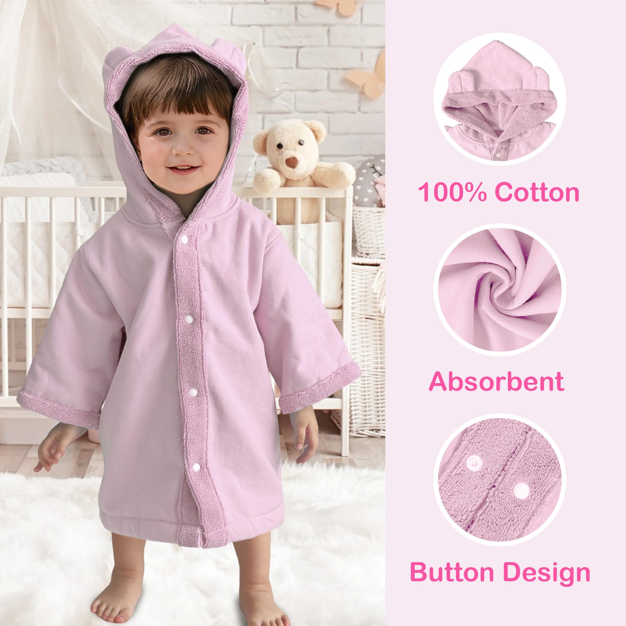 VOOVA & MOVAS hooded towel soft fabric detail, ideal for cozy bath-time snuggles.