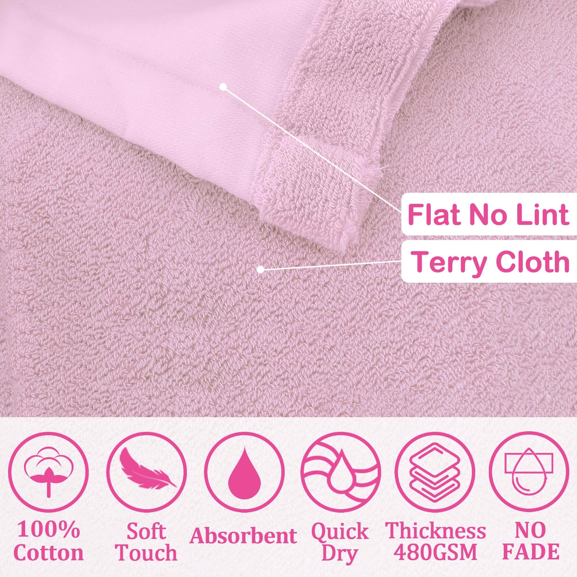 VOOVA & MOVAS pink towel is absorbent and quick-drying for busy mornings.