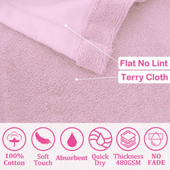 VOOVA & MOVAS pink towel is absorbent and quick-drying for busy mornings.