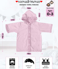 VOOVA & MOVAS pink baby towel shows 100% cotton fabric close-up for softness.