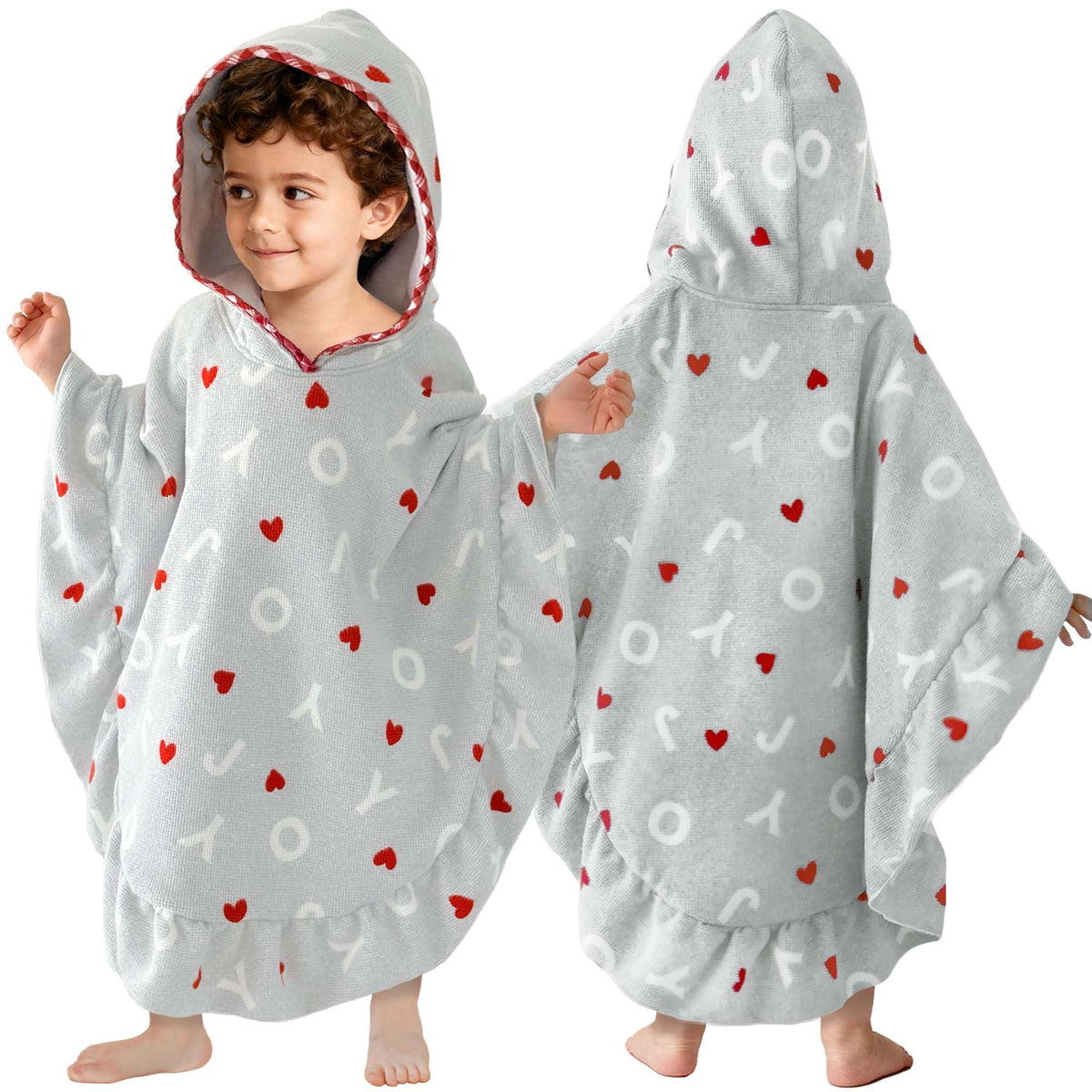 VOOVA & MOVAS toddler hooded towel poncho with ruffle trim keeps little ones cozy after bath