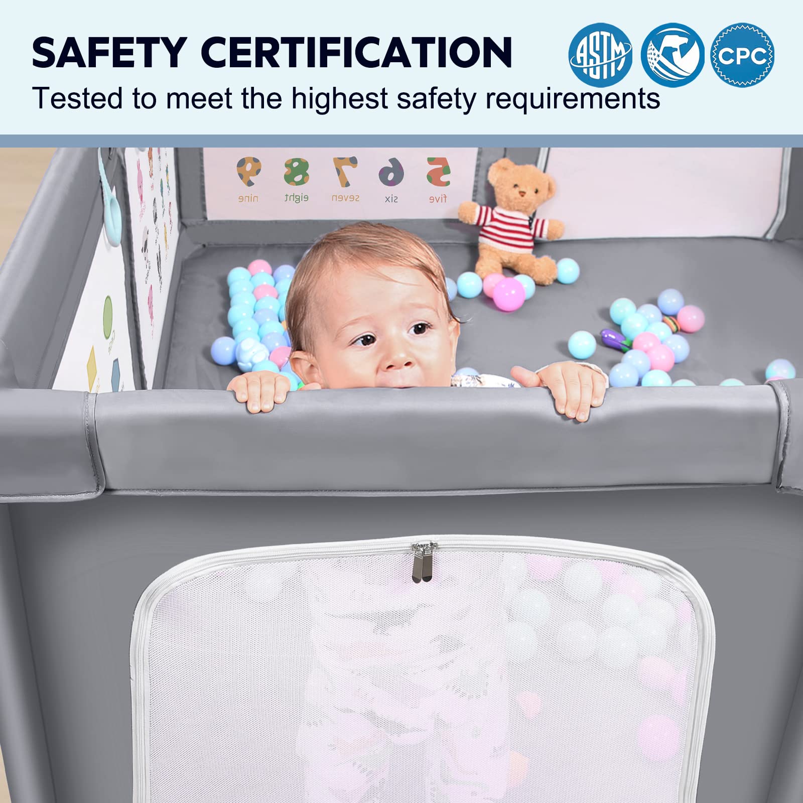 Voovc playpen anti-slip suckers keep the enclosure steady on floors